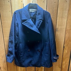 Vintage Tommy Hilfiger navy blue wool pea coat size Large